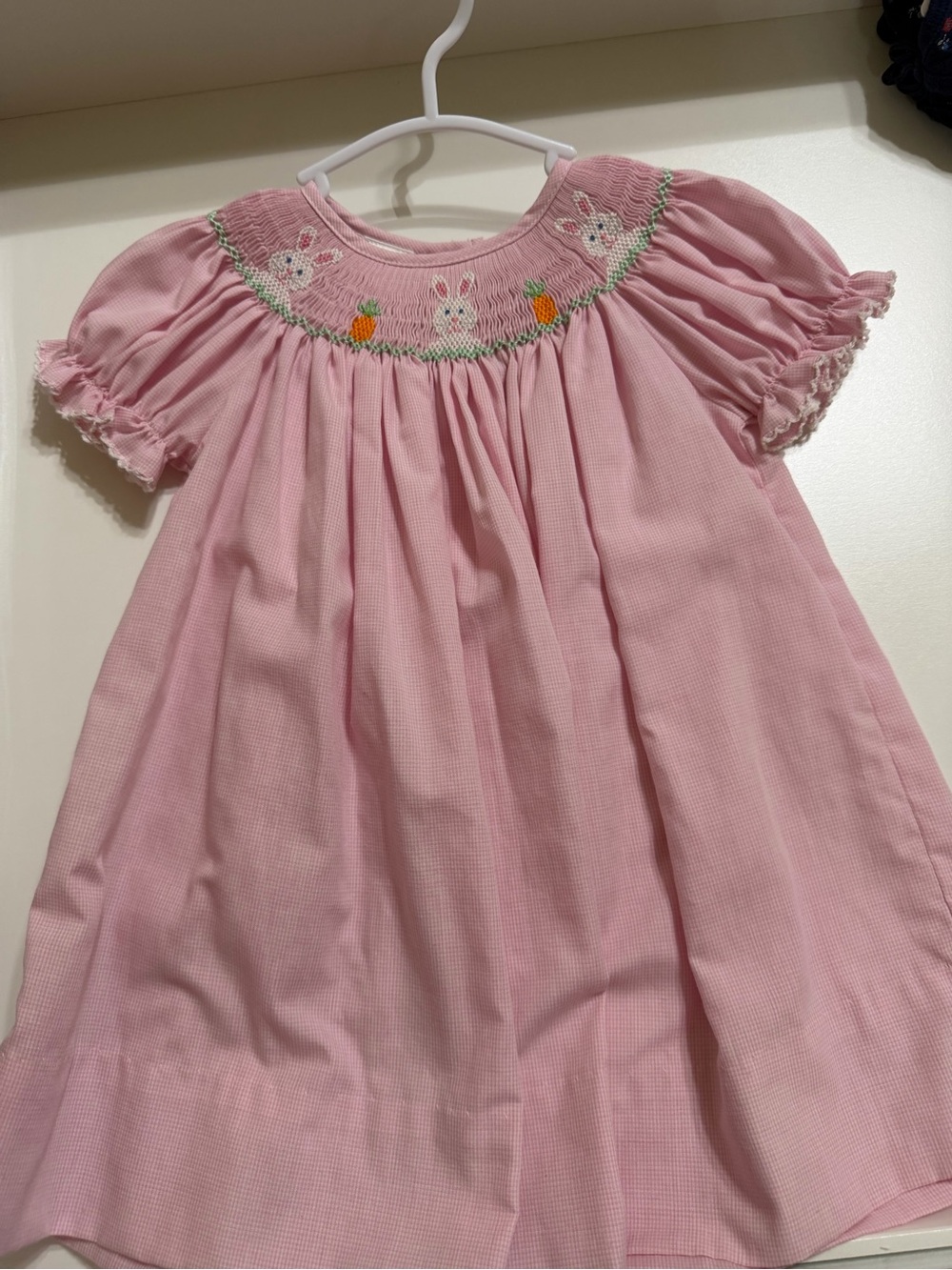 Edgehill Collection Pink Embroidered Bunny Girls Dress